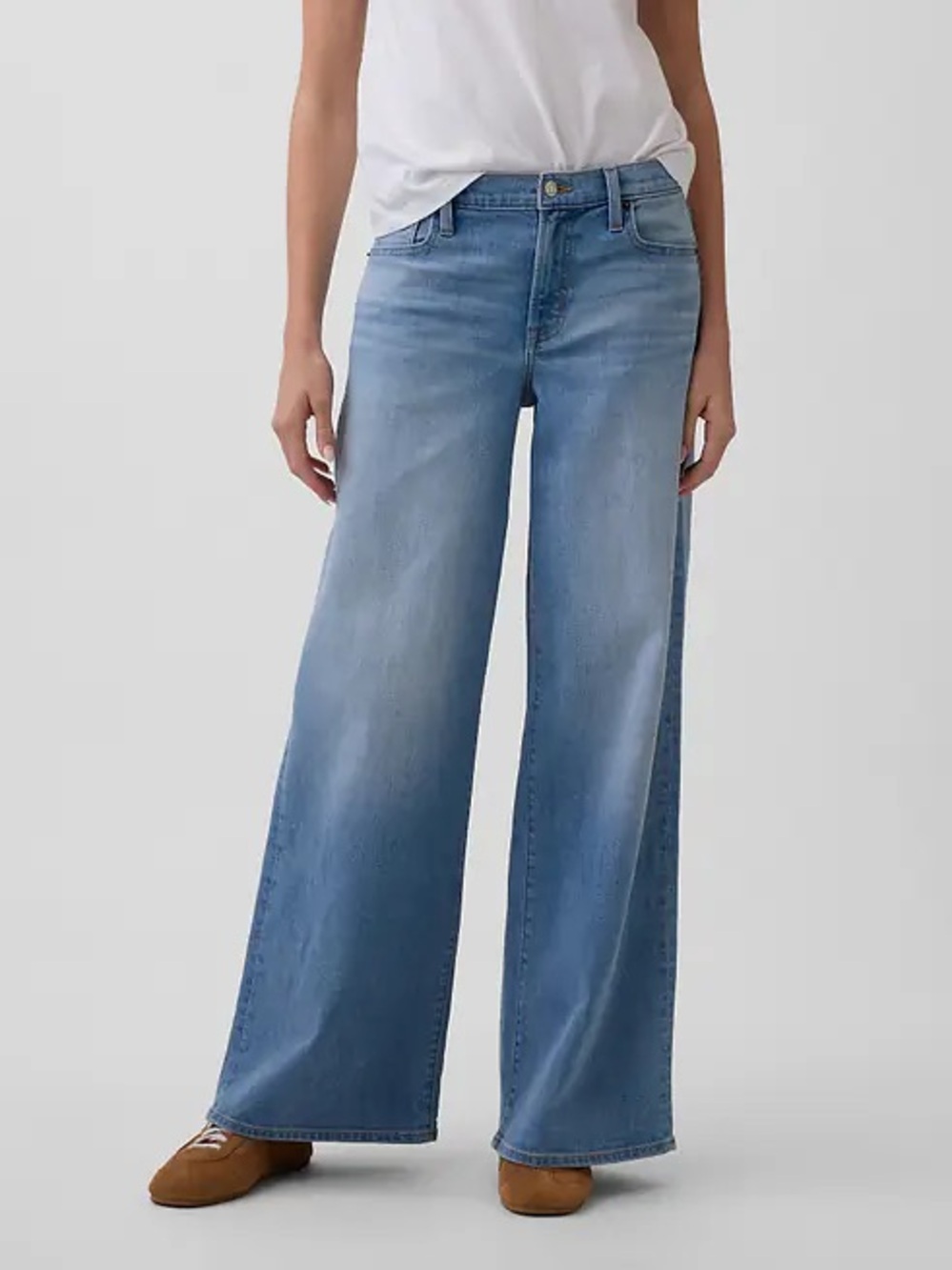 NWT GAP Women’s Size 10 Long Light Wash Wide Leg Jeans 33” Inseam